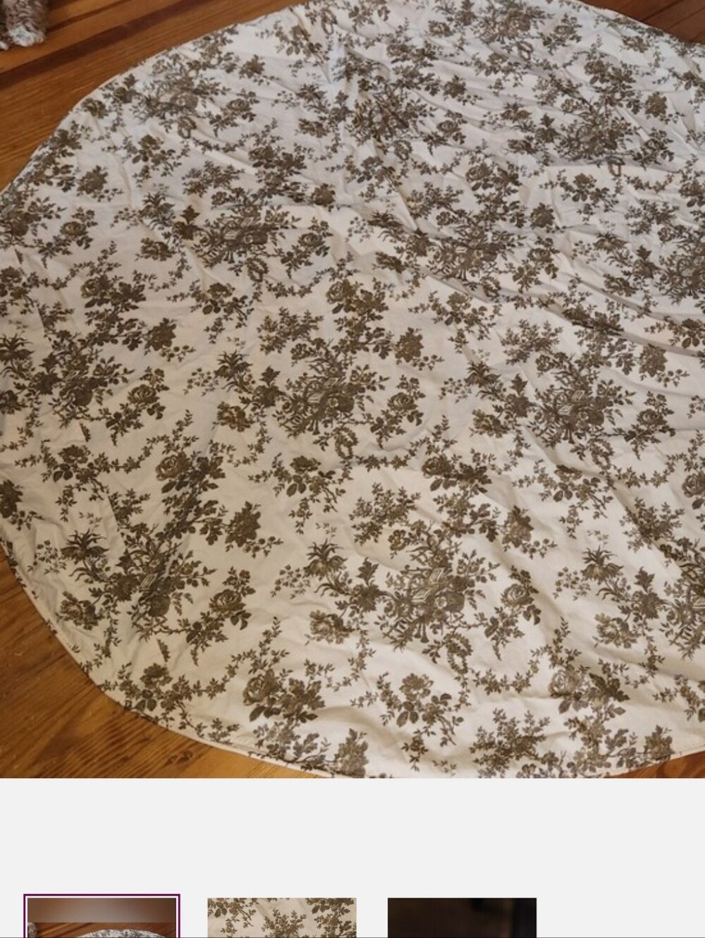 Ballard DESIGNS TOILE Round Floral Tablecloth in Cream and Brown CHINOISERIE - Picture 4 of 4